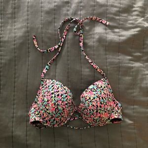 Rainbow and Black Push Up Bikini Top